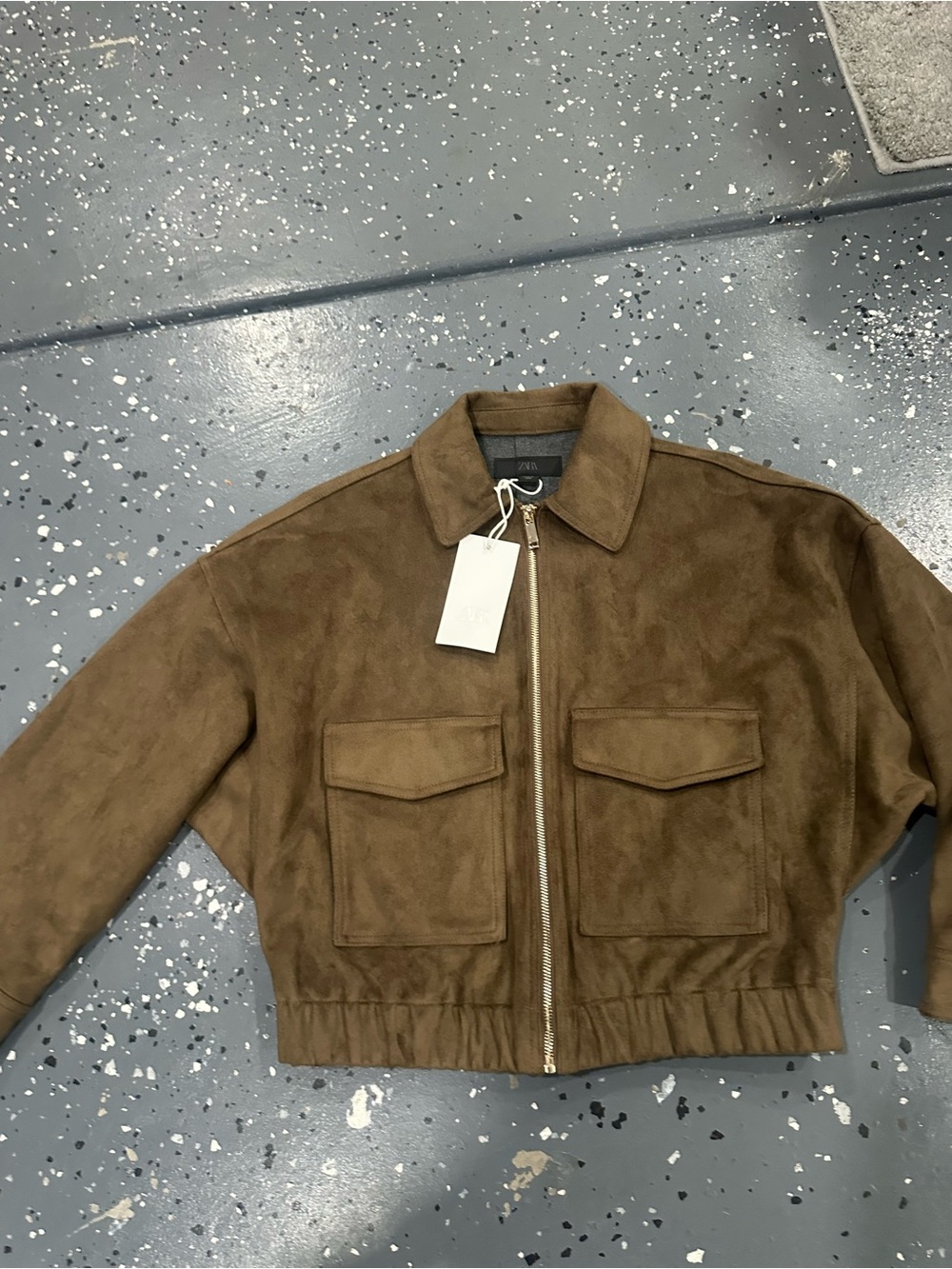 Zara Women's Brown Suede Bomber Jacket